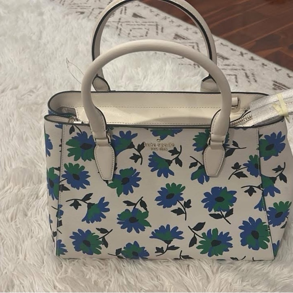 Kate Spade White and Blue Floral Satchel